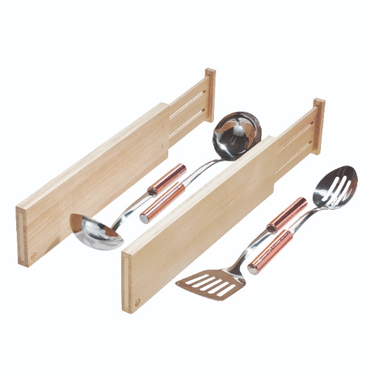 Ladeverdeler, Hoog, Verstelbaar, 43 x 2 x 10.2 cm, Set van 2 Stuks, Paulownia Hout - iDesign | Eco Wood