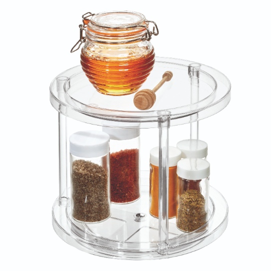 Lazy Susan Draaiplateau met Verdieping, 24.1 cm, Kunststof, Transparant - iDesign | The Home Edit