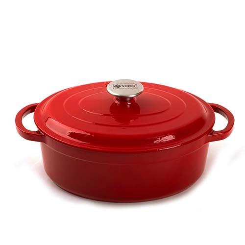 Gietijzeren braadpan ovaal rood, 23cm x 29cm - Sürel