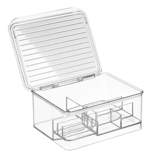 Batterij Organizer met Deksel, 16.9 x 14.1 x 7.5 cm, Stapelbaar, Kunststof, Transparant - iDesign | Linus