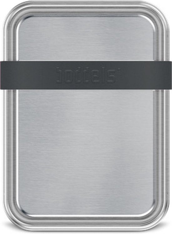 Lunchbox met Verdeler, Groot, 3 Vakken, 21 x 15 x 5 cm, RVS, Antraciet Grijs - Boddels | Smacht