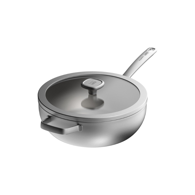 Graphite Wokpan met Deksel, 28 cm, 4.9 L, Gerecycled RVS - BergHOFF | Leo Line