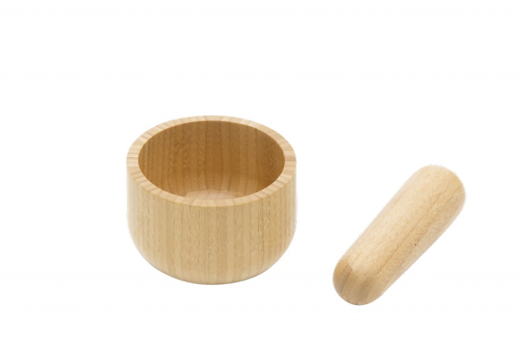 Vijzel met Stamper, Bamboe, Ø14 cm - Pebbly