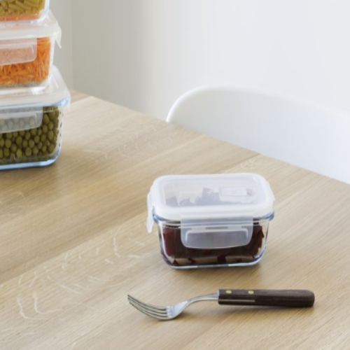 Vershoudbox, Borosilicaat Glas, Rechthoekig, 400 ml - Pebbly