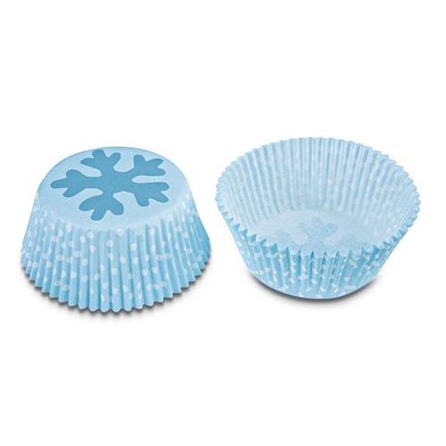 Papieren cupcake vormpjes blauwe sneeuwvlok, set van 50 - Städter