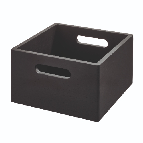 Opbergbox met Handgrepen, 25.5 x 25.5 x 15 cm, Paulownia Hout, Zwart - iDesign | The Home Edit