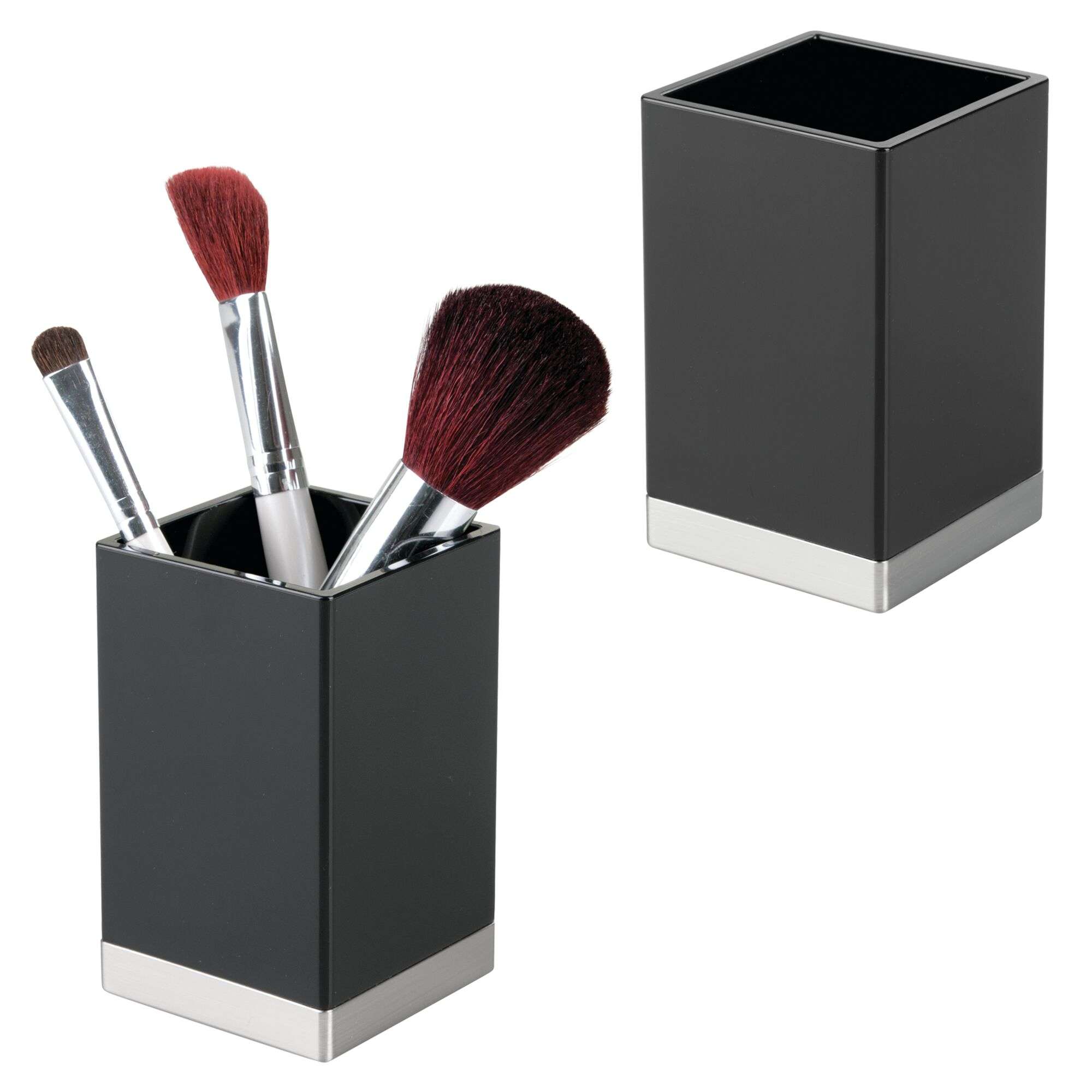 Badkamer Tandenborstelhouder, Make-up Kwasten Organizer, Zwart, Kunststof - iDesign | Clarity