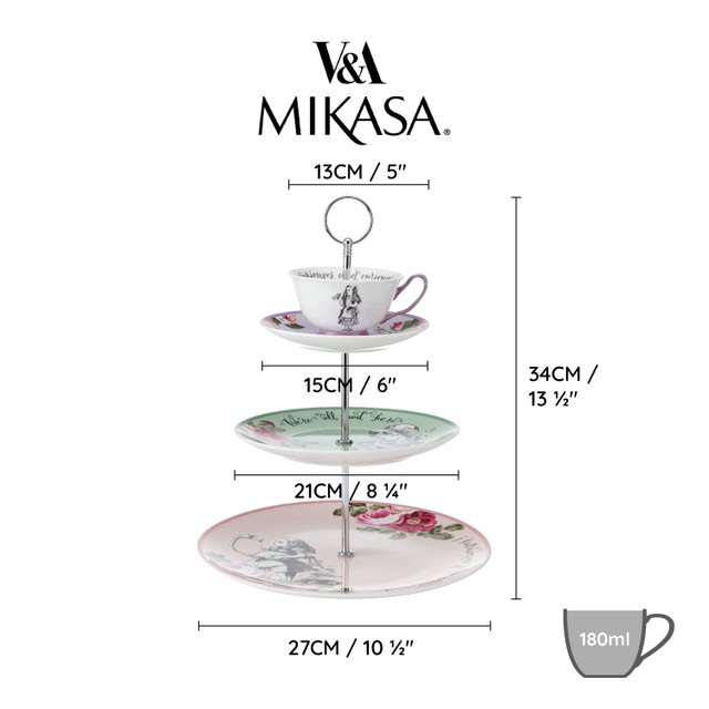 Mikasa x V&A Alice in Wonderland Fine China Tea Cup Cake Stand