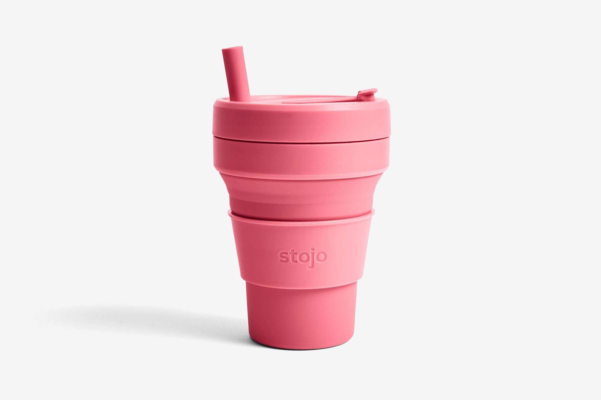 Junior Cup met Rietje, Peony - 250ml - Drinkbeker - Roze - Opvouwbaar | Stojo