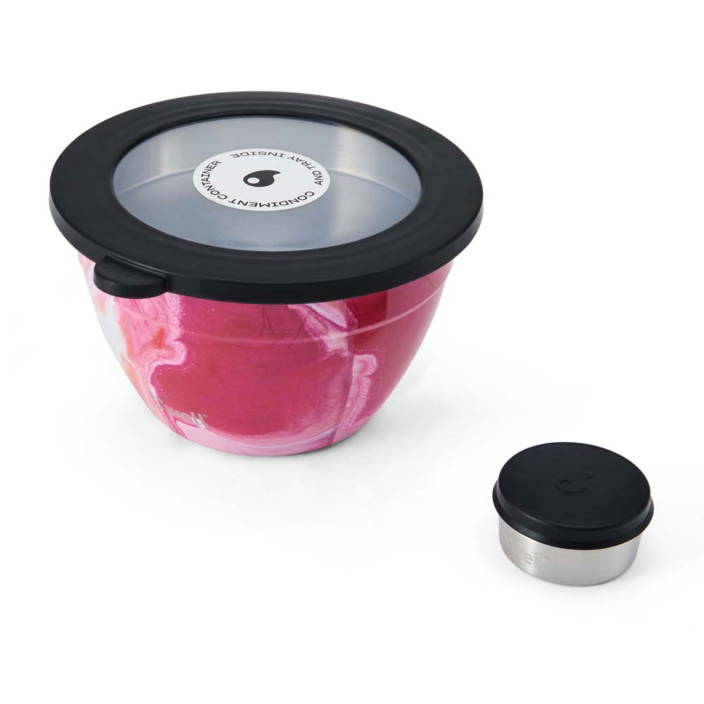 Saladekom Set - Agaat Roze - Met apart dressing reservoir - 1,9Liter - Duurzaam - S'Well | Rose Agate