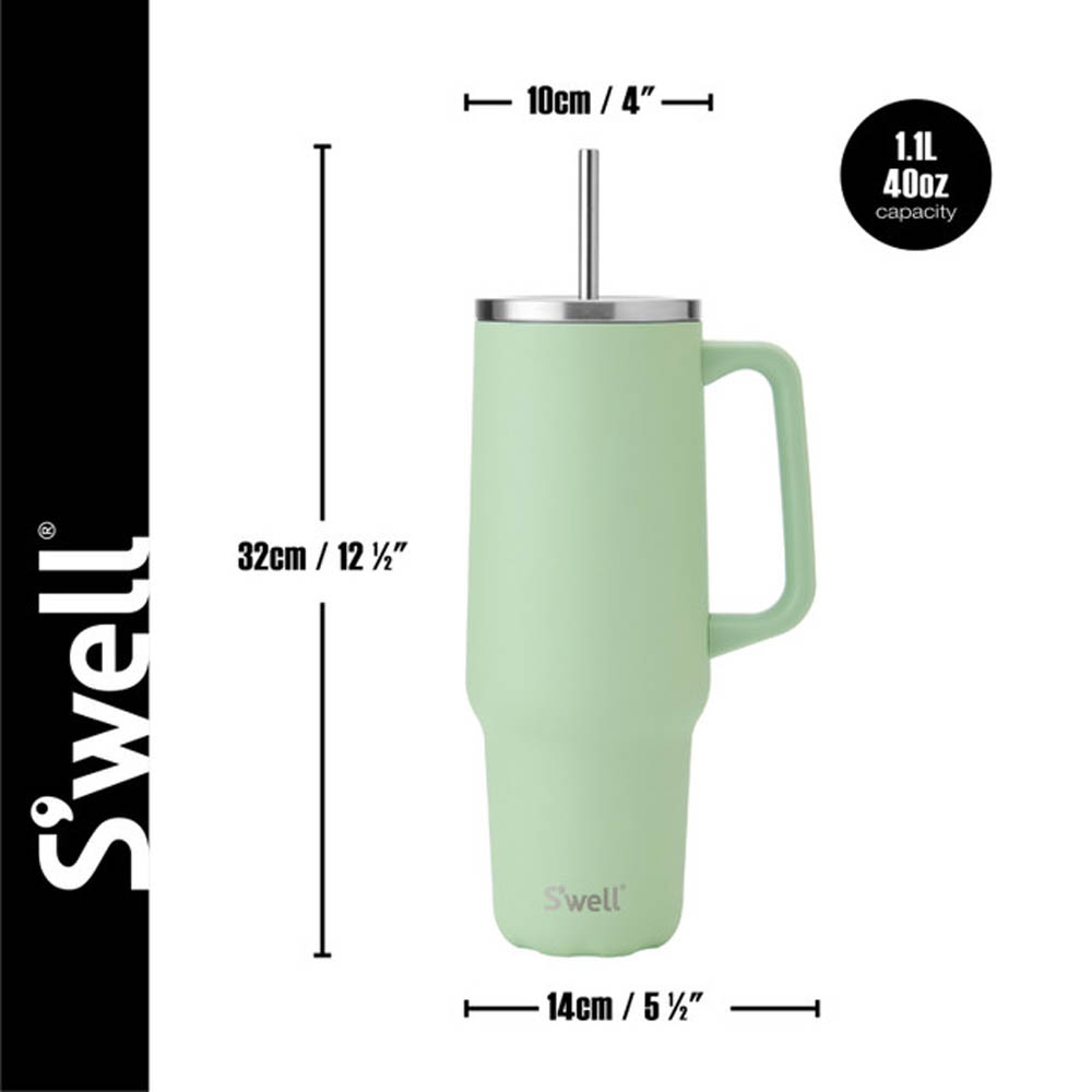 Tumbler XL Pistachio – Duurzame Roestvrijstalen Thermosbeker | Houdt 50 uur Koud en 10 uur Warm | Rietje , BPA & BPS vrij, 1180ml - S'well