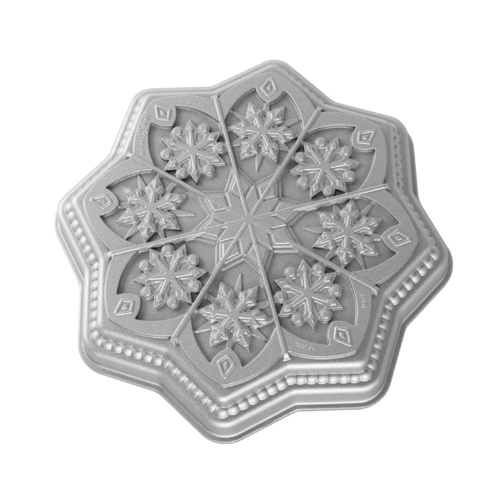 Bakvorm "Sweet Snowflakes Shortbread Pan" - Nordic Ware | Sparkling Silver Holiday