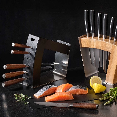 Messenblok, 7 Sleuven, Zwart, Essenhout, Edelstaal - Rösle | MoveX