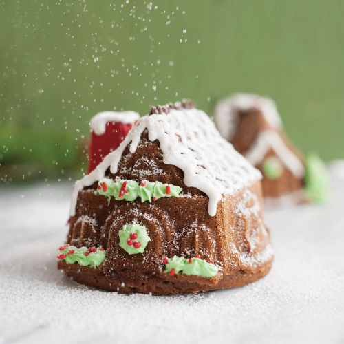 Bakvorm "Gingerbread House Duet Pan" - Nordic Ware | Sparkling Silver Holiday