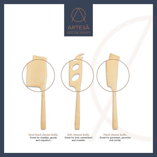 Kaasmessen, Set van 3 Stuks, RVS, Goud - Artesà