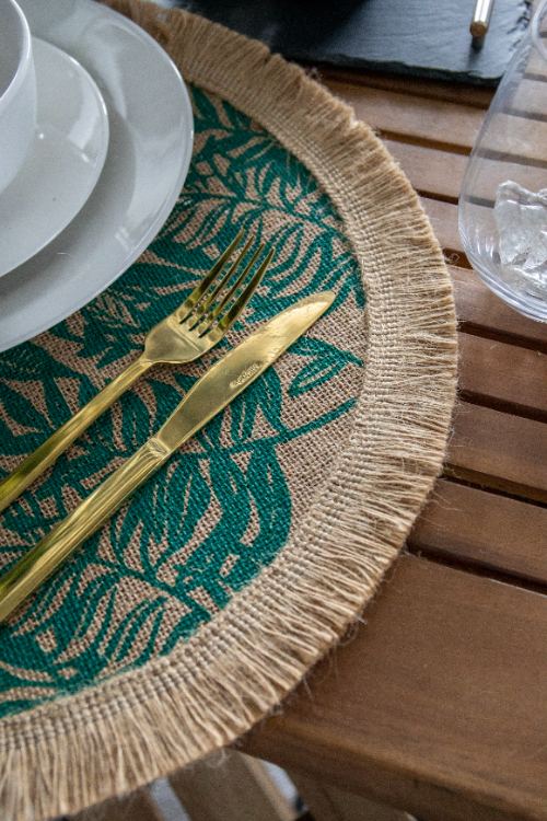 Placemats, Set van 4 Stuks, Geweven, Groene Bladeren, 42 cm - Creative Tops