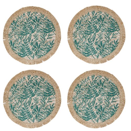 Placemats, Set van 4 Stuks, Geweven, Groene Bladeren, 42 cm - Creative Tops
