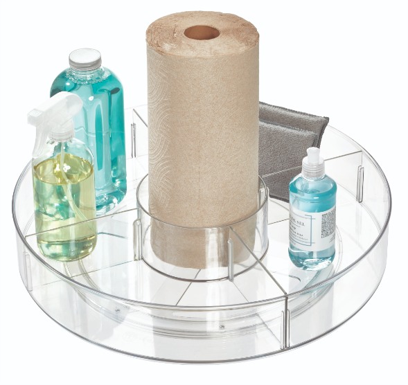 Lazy Susan Draaiplateau met Vakken, 45.7 cm, Kunststof, Transparant - iDesign | The Home Edit