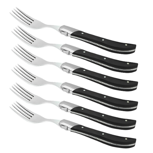 Steakvorken, Set van 6, Ebbenhout/RVS, Zwart - In Luxe Giftbox - Laguiole by Haws