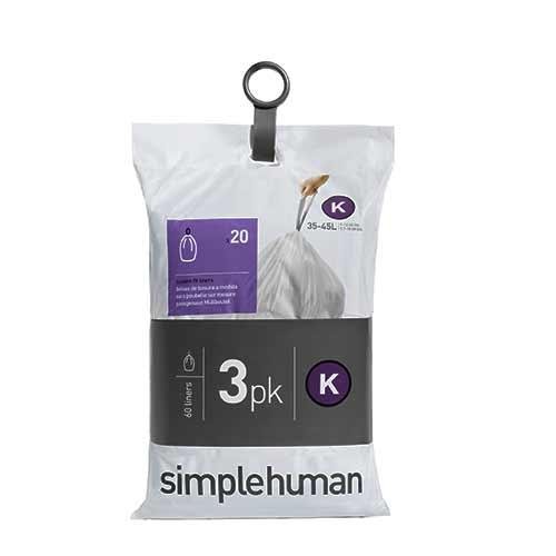 Afvalzakken Liner Pocket Code K, 35-45 liter, 3x20 stuks - Simplehuman