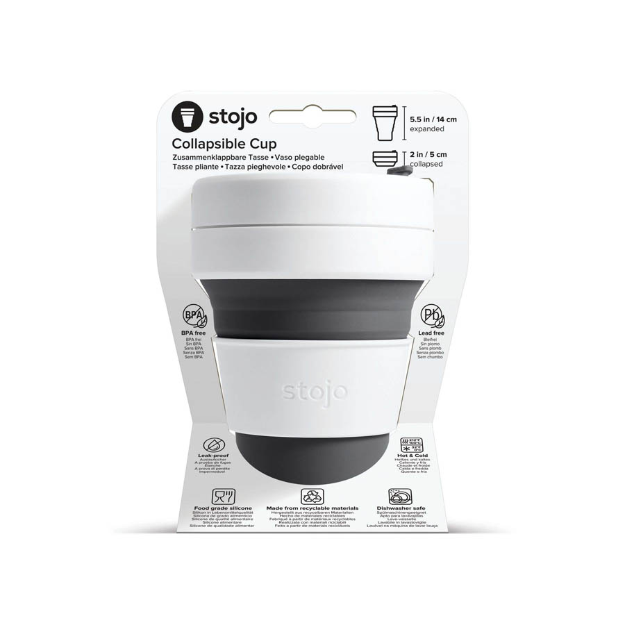 Biggie Cup, Slate - 470 ml - Koffiebeker - Drinkbeker - Zwart / Wit - Opvouwbaar | Stojo