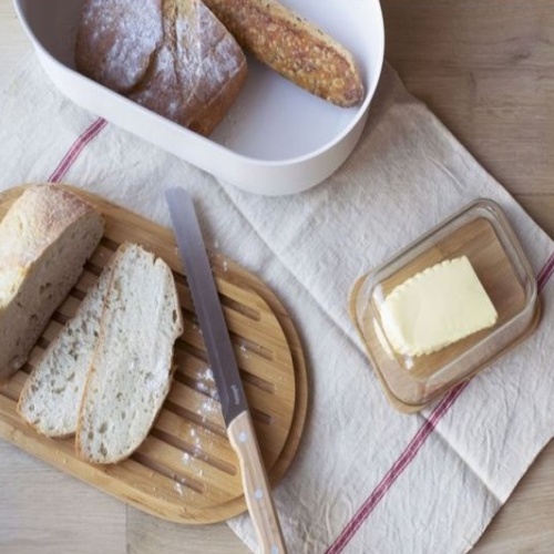 Broodtrommel 4 in 1, Bamboe, Crème - Pebbly