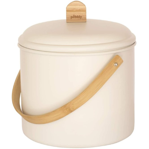 Compost Emmer, Créme, Metaal, 3.5 liter - Pebbly