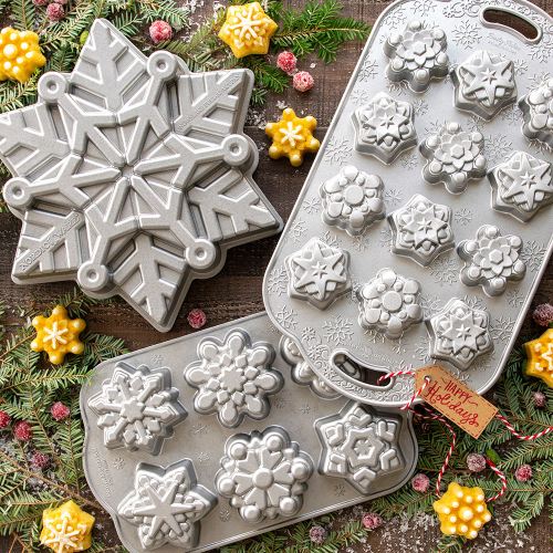Bakvorm "Frosty Flakes Cakelet Pan" - Nordic Ware | Sparkling Silver Holiday