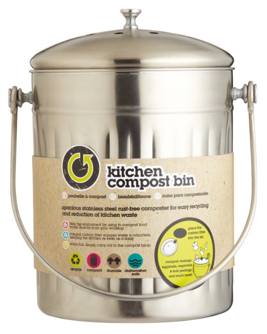 KitchenCraft Stainless Steel Worktop Compost Bin