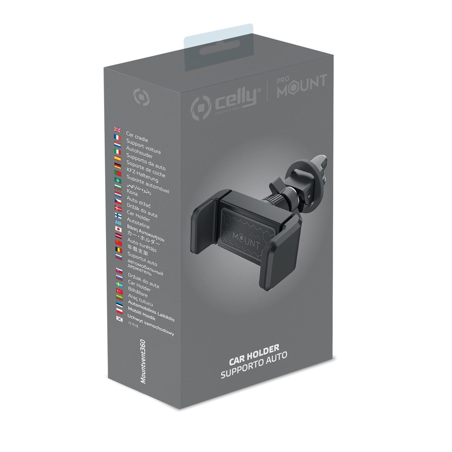 Auto Smartphonehouder Mount Vent 360, Zwart - Celly