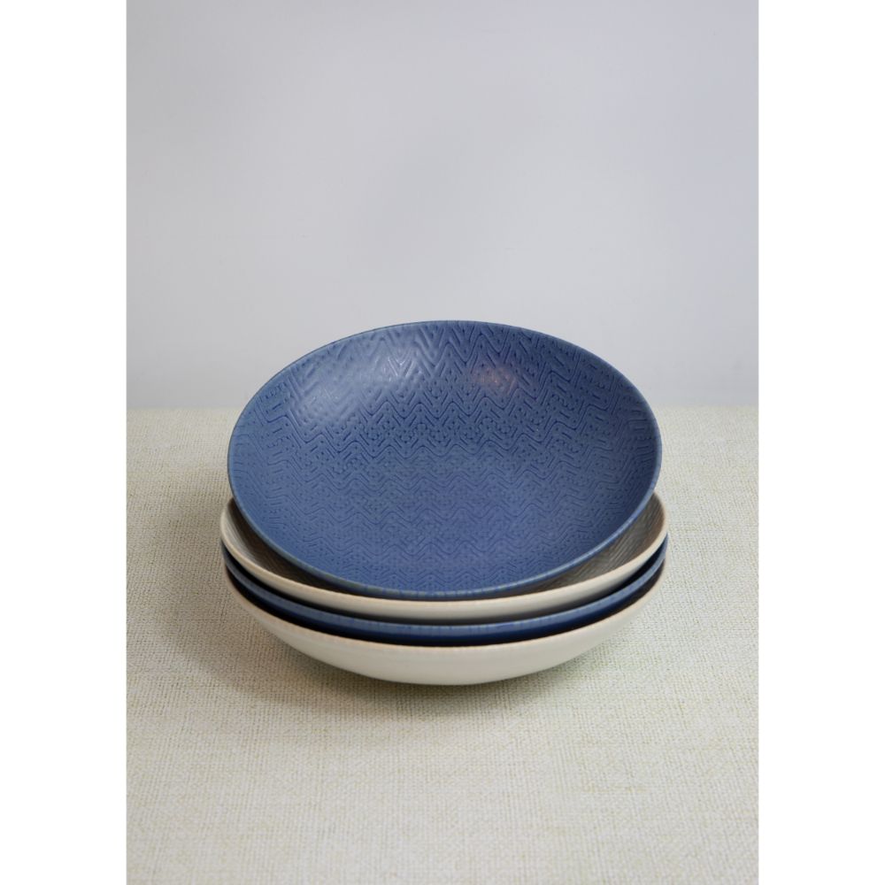 Pastakom, Set van 4 Stuks, 22 x 5 cm, Blauw en Crème Reliëf - KitchenCraft