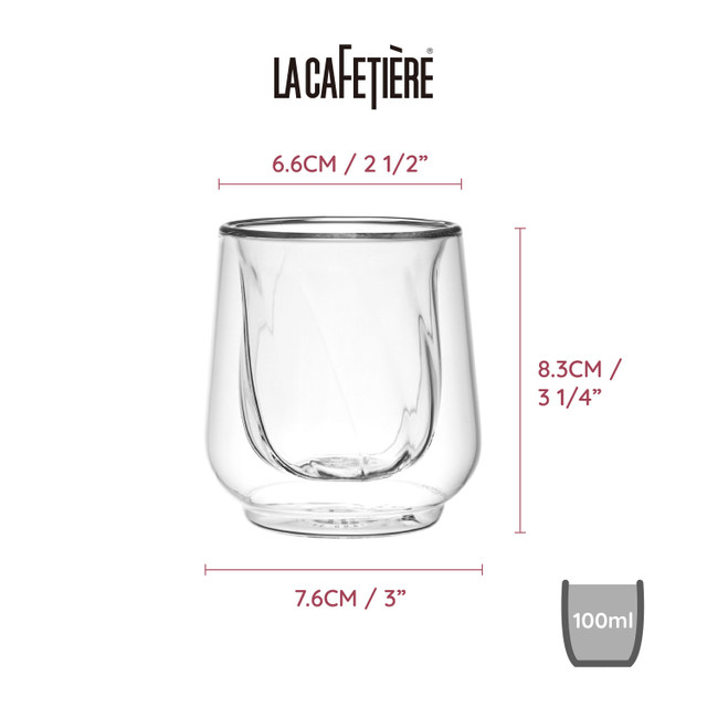 La Cafetiere 2pc Double Walled Cortado Glasses, 135ml Gift boxed