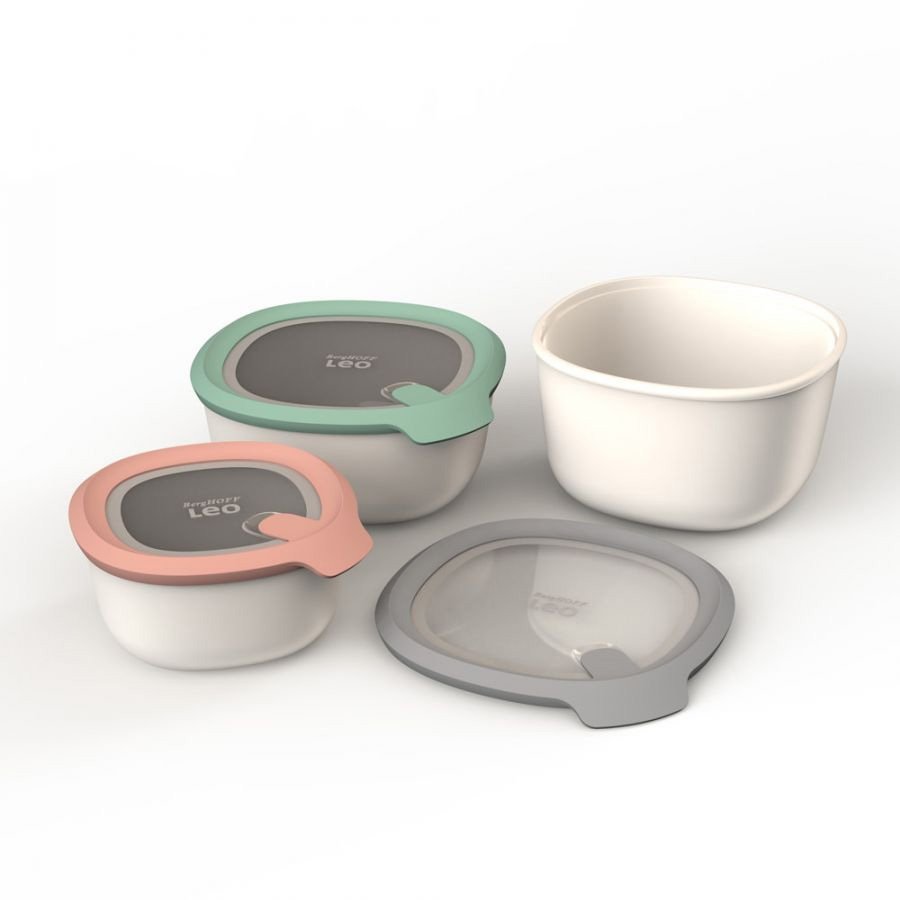3-delige bewaarset met deksel, Wit - Polypropyleen - BergHOFF|Leo Line