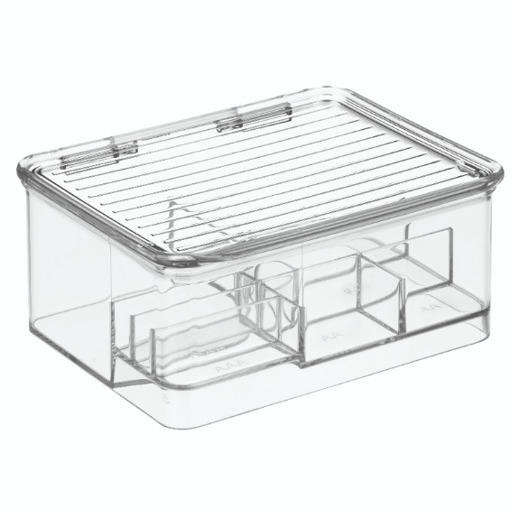 Batterij Organizer met Deksel, 16.9 x 14.1 x 7.5 cm, Stapelbaar, Kunststof, Transparant - iDesign | Linus