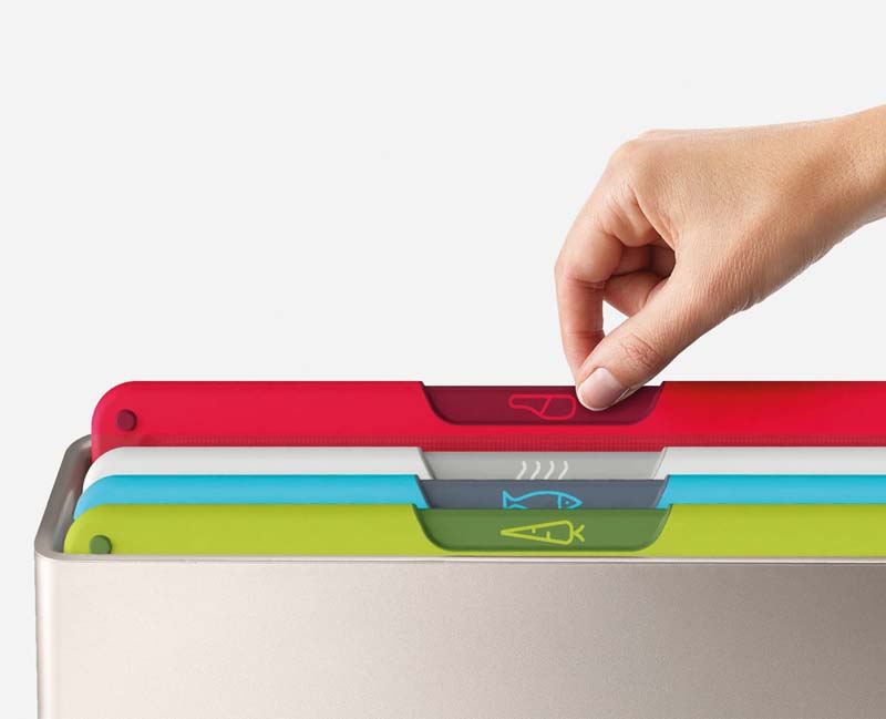 Snijplankenset Small, 31.8 x 7.5 x 22 CM, Set van 4 Stuks, Kunststof, Grijs - Joseph Joseph | Folio