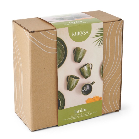 Mikasa Jardin 4pc Stoneware Mug Set, 420ml, Gift boxed