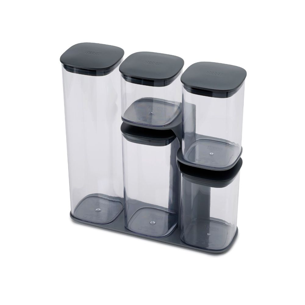 Voorraadpot met Standaard, Set van 5 Stuks, Grijs - Joseph Joseph 