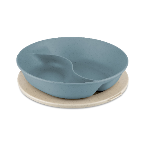 Bord met Compartiment en Deksel, 1.5 L, Natuur Bloemen Blauw, Organic Bio-Circular - Koziol | Connect Separee