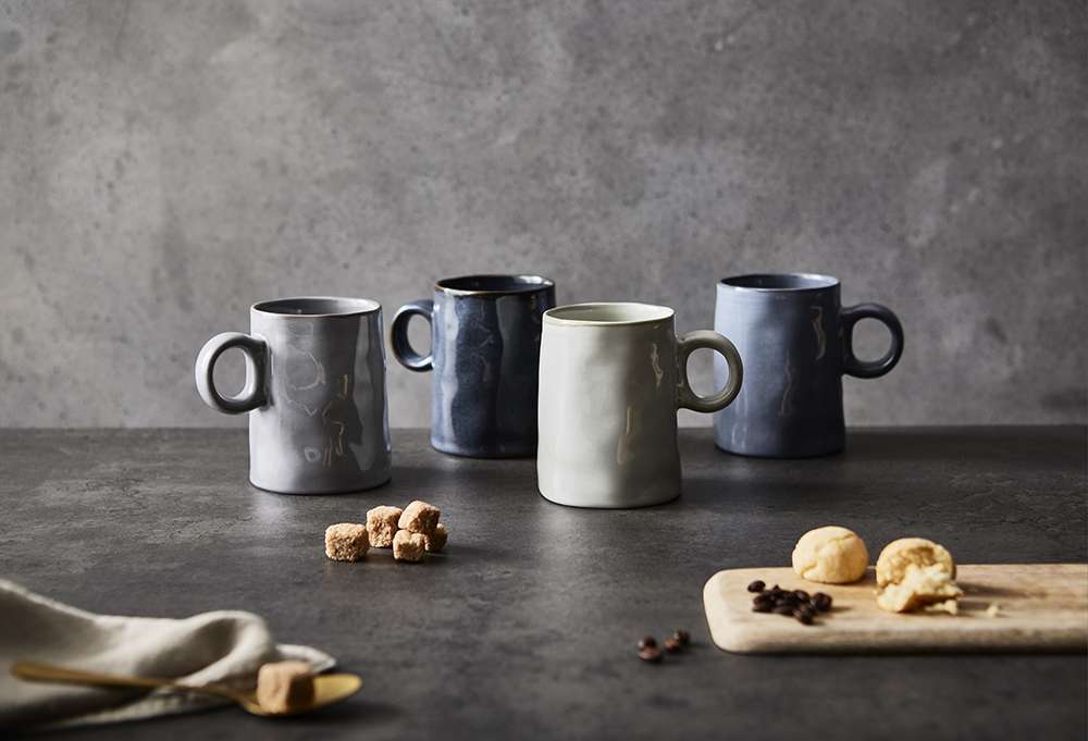 Beker, Mok, Set van 4 Stuks, 325 ML, Rustiek Effect, Keramiek - Barbary & Oak | Relic