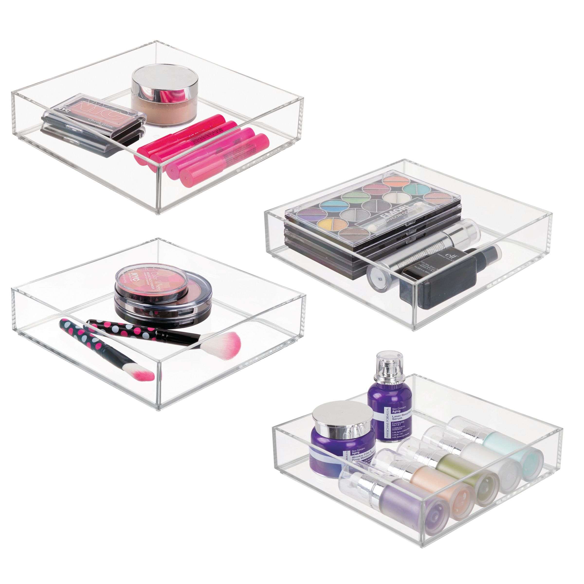 Lade Organizer, Make-up Organizer, 20.3 x 20.3 x 5.1 cm, Transparant, Kunststof - iDesign | Clarity