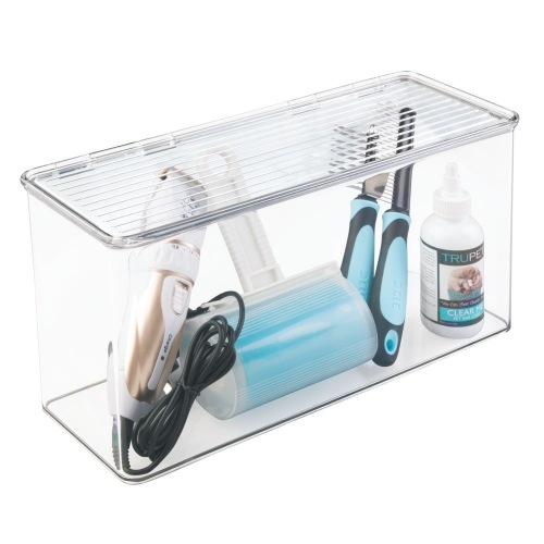 Opbergbox met Deksel, 34.3 x 14.6 x 17.8 cm, Stapelbaar, Kunststof, Transparant - iDesign | Kitchen Binz