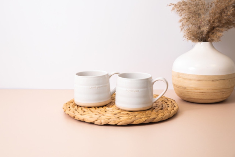 Mikasa Stoneware 2pc 380ml Cosy Mugs, 'I Love You', Gift boxed