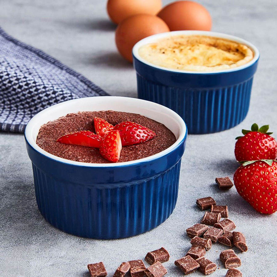 Ramekin, Ovenschaaltje, Set van 4 Stuks, ø 9 cm, Blauw, Keramiek - Barbary & Oak | Foundry