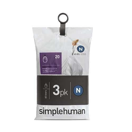 Afvalzakken Liner Pocket Code N, 45 liter, 3x20 stuks - Simplehuman