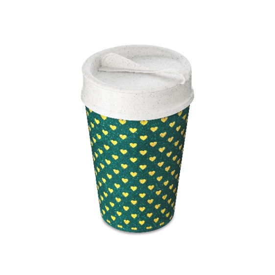 Dubbelwandige Koffiebeker met Deksel, 0.4 L, Organic, Golden Hearts - Koziol | Iso To Go