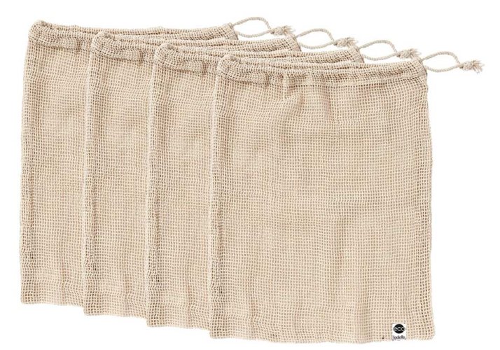Mesh Groentezakken, Set van 4, Katoen, Naturel - Ladelle | Eco Recycled