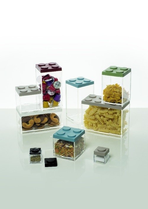 Stapelbare Brickstore bewaarcontainer, 1L, Blauw - Kunststof - Omada