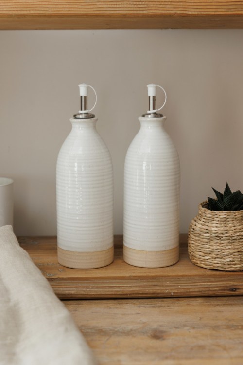 KitchenCraft Idilica Stoneware Oil and Vinegar Set, Gift Boxed