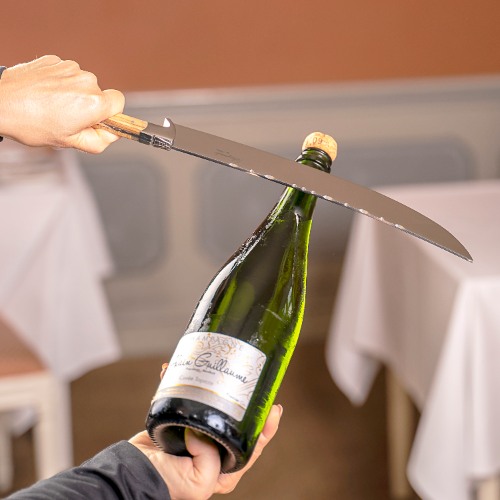Champagnesabel, Olijfhout/RVS, Bruin - Sabreersabel In Luxe Giftbox - Laguiole by Haws