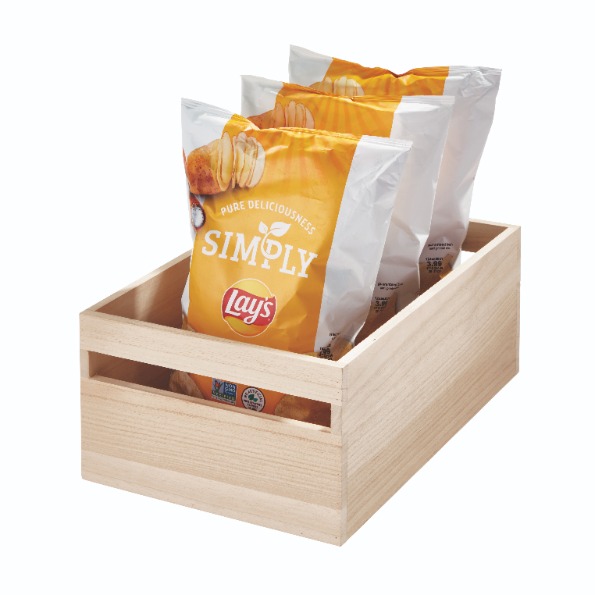 Opbergbox met Handvat, 25.4 x 38 x 15.2 cm, Paulownia Hout - iDesign | Eco Wood